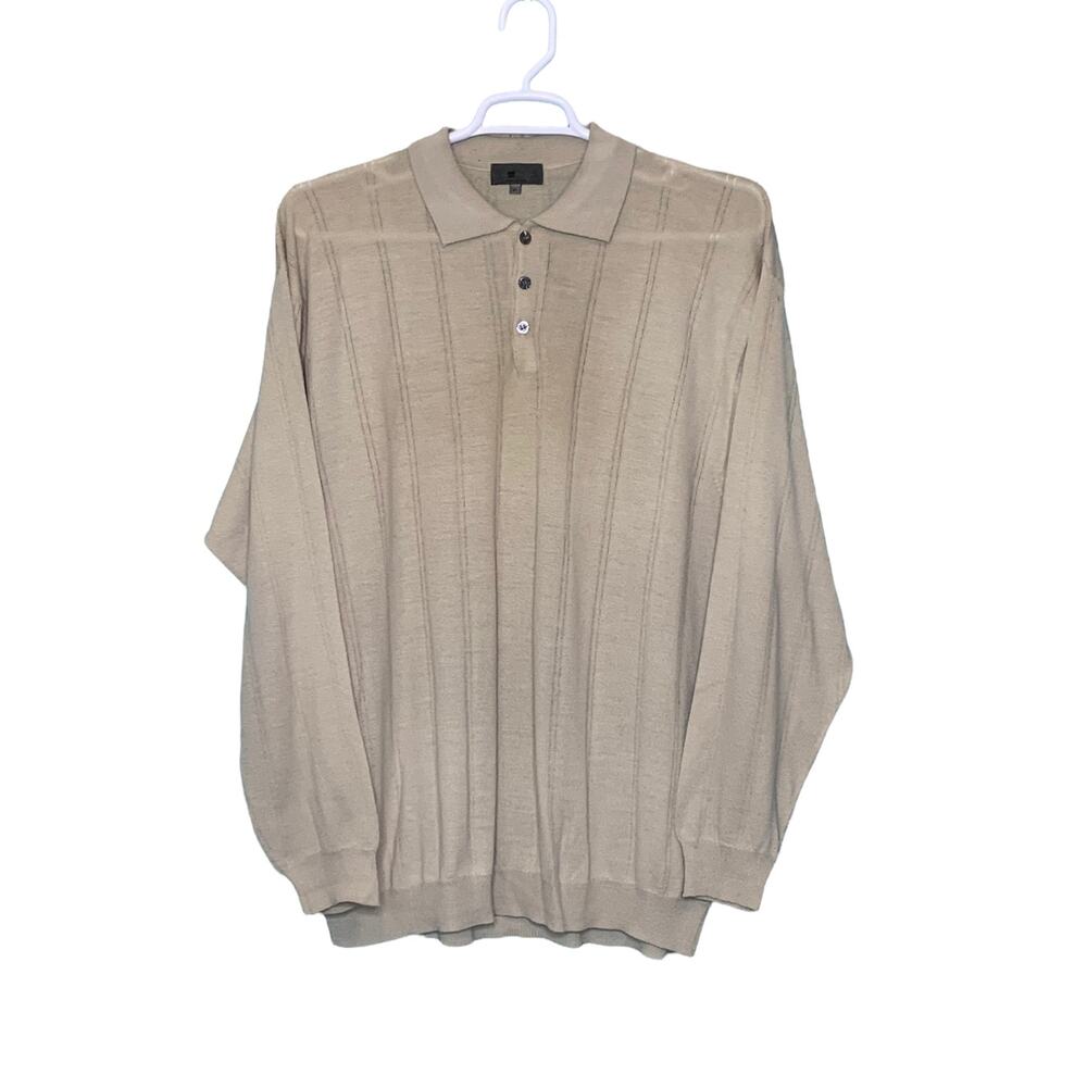 Perme Uomo men beige long sleeves polo sweater size XL
